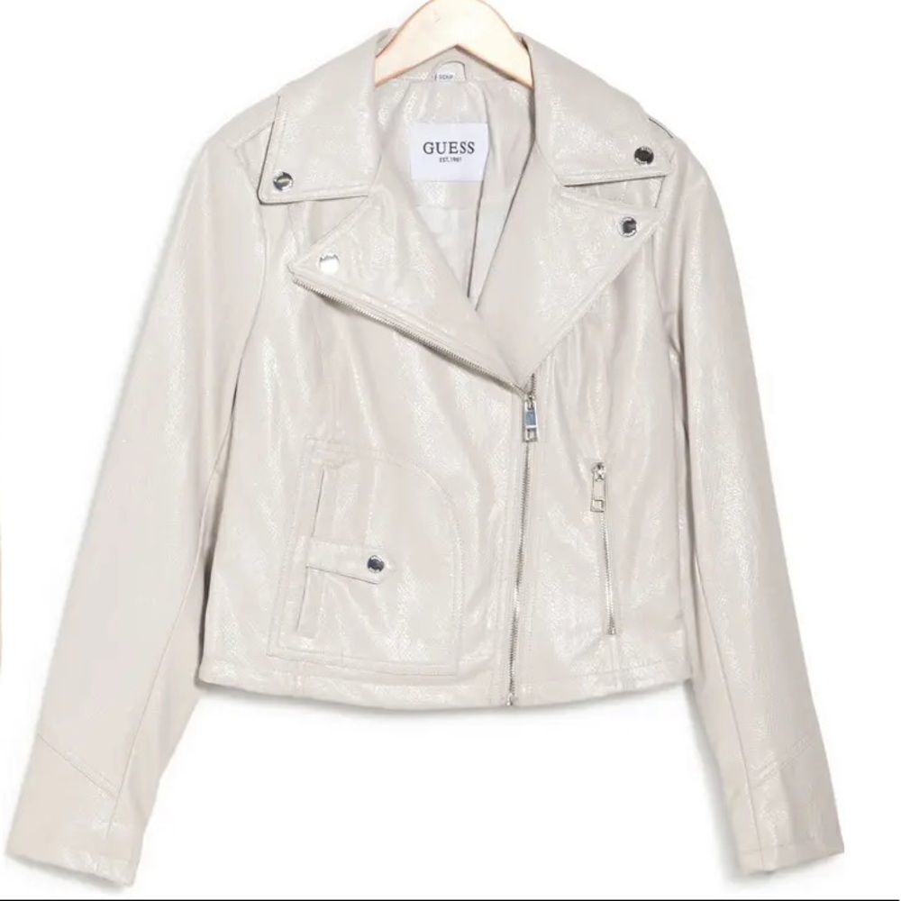 GUESS Faux Leather Crop Moto Jacket! - Picture 2 of 11